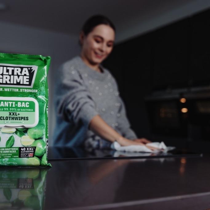 Anti Bacterial Wipes Ultragrime Life Anti-Bac XXL Cloth Wipes - 80 Pack, Antibacterial Surface Wipes for Home & Office