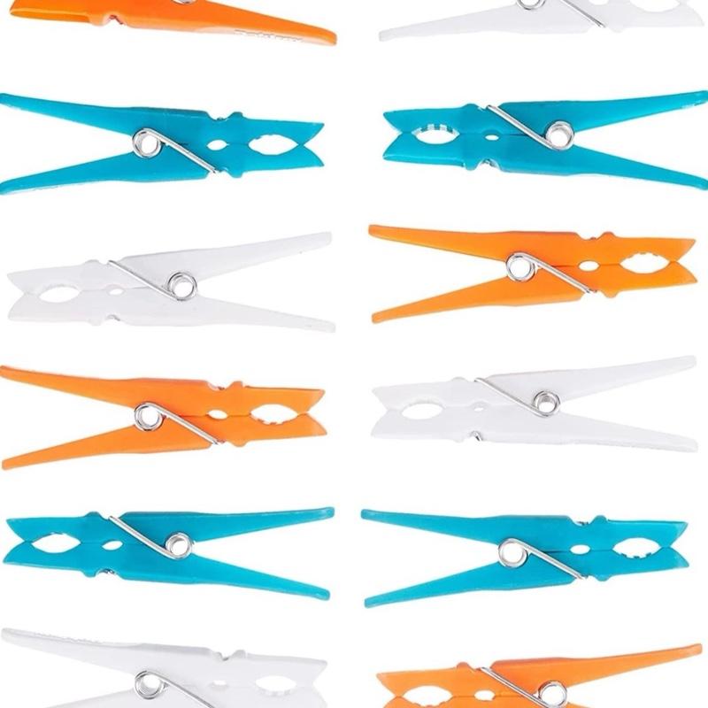 Clothes Pegs 100 Pack Strong Durable Weather Resistant Laundry Washing Line Pegs for Outdoor Indoor Drying Airer Rotary Line Secure Grip Non Slip Plastic Peg Set Household Essential -Minky Hanging Light Organiser Lightweight